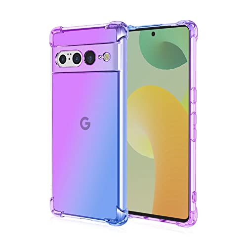 HONLEN Funda para Google Pixel 7 Pro Carcasa, (6.7' Inches) Gradiente Transparente TPU Silicona Case, Protección de Esquina Mejorada Cover Azul púrpura