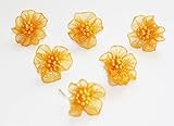  6 espirales para el cabello con flores de organza en color naranja