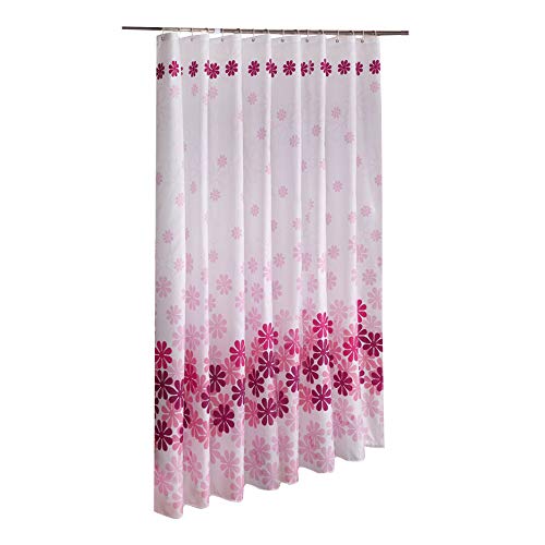 Rideau de douche en polyester lavable avec ses 12 crochets de fixation inclus