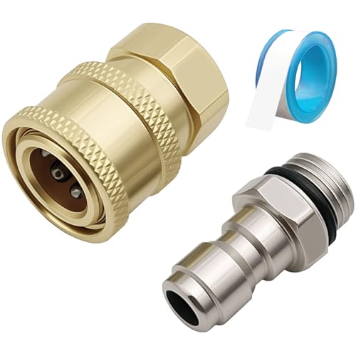 SRunDe 1/4'' Ensemble Nettoyeur Haute Pression Rapide Connecteur Coupleur Haute en Laiton Adaptateur Raccord Nettoyeur Haute Coupleurs de Nettoyeurs Haute...
