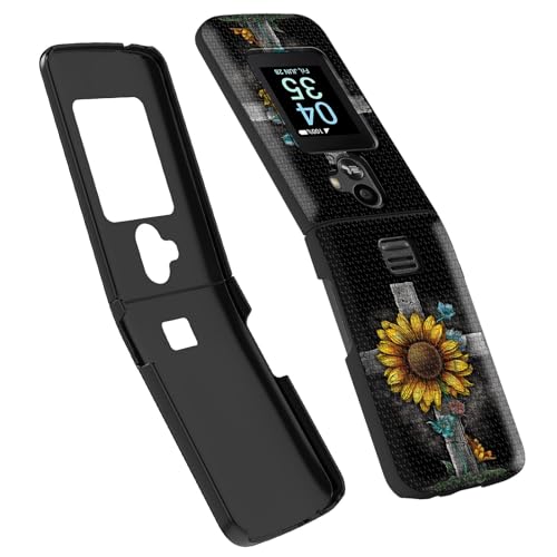 Qindaiwen for TCL Flip 3 Case with Screen Protector, Rugged Shockproof Dual Layer Cover for TCL Flip 3 T435 (2024), Heavy Duty Protective Phone Case – Sunflower Cross Faith by Qindaiwen - Used condition - Image 3
