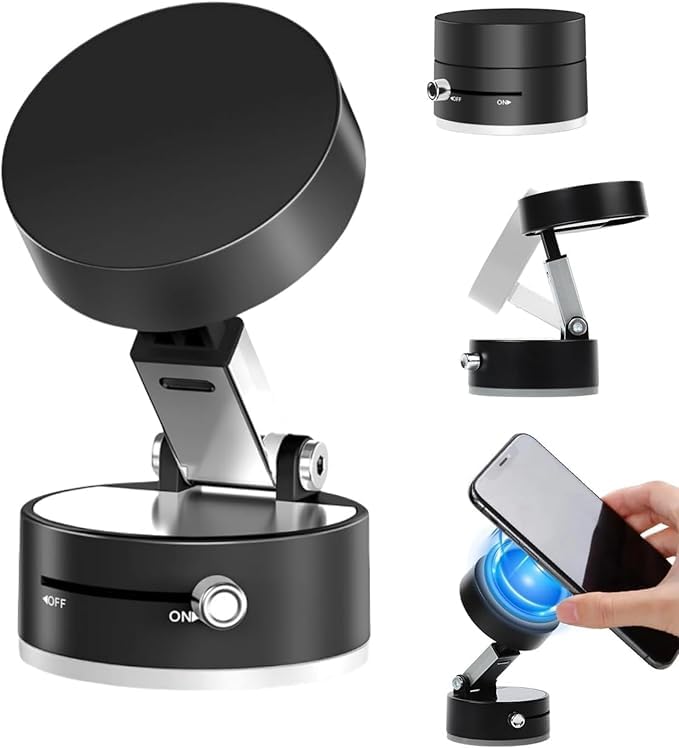 2026 New Vacuum Magnetic Suction Phone Holder, Magnetic Suction Phone Mount, Foldable and Retractable Double-Sided Phone Holder, Adjustable Strong Car Mount (Black)-image-16