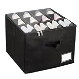 Fewile Shoe Organizer for Closet, Fits up to 12 Pairs, Foldable Shoe Storage Containers with Clear Cover, Large Adjustable Shoe Box Organizers, Space Saving Shoes Holder