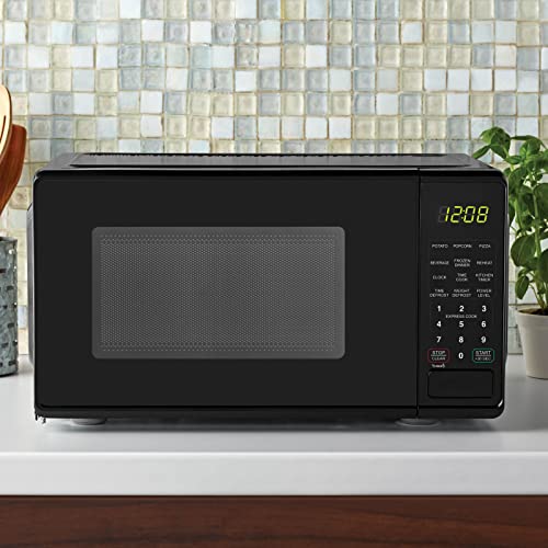 DCLINA Mainstays 0.7 Cu ft Compact Countertop Microwave Oven, Black (Black) - Thumbnail 3
