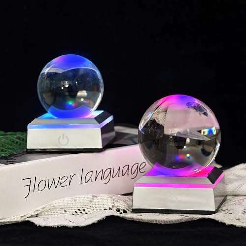 Image of 4-Pack LED Display Base with Spherical Recess & Touch Switch, Crystal Ball Light Stand for 3D Laser Crystal Glass Art, Home Decor, and Figurine Display Lighting Platform