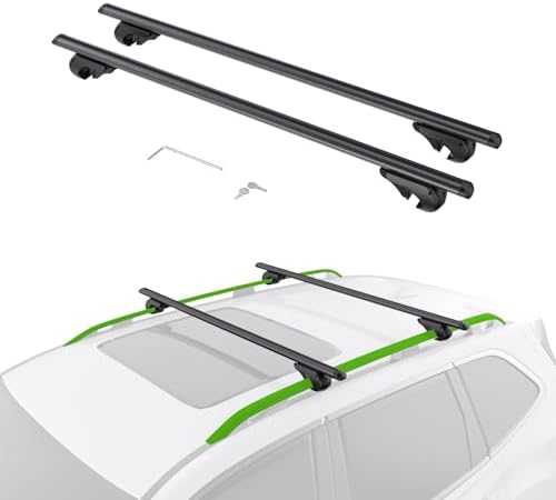 TrailXpert Universal Lockable Roof Rack Cross Bars, 52”Adjustable Aluminum Crossbars with 200lbs Load Capacity for Car, Only Fit Raised Side Rails with Gap