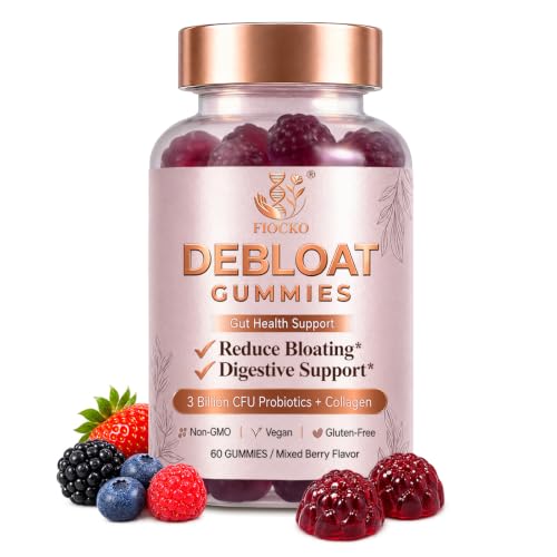 fiocko Probiotics for Women Gummies, Debloat Gummies with Prebiotic Fiber Supplement & Apple Cider...