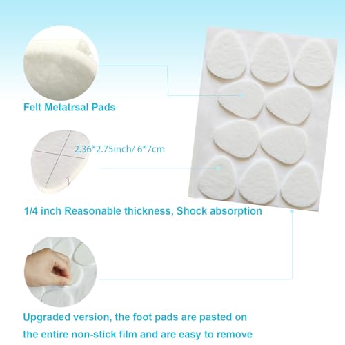 Metatarsal Pads for Women and Men 40 Pieces, Felt Ball of Foot Cushion, Adhesive Forefoot Pads Forefoot Cushion Pads, Foot Pads for Forefoot and Sole Support, Metatarsalgia Mortons Neuroma4
