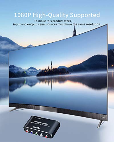 Component to HDMI, YPbPr to HDMI Converter, Koopman 5RCA RGB to HDMI Converter Adapter, Supports 1080P Video Audio Converter Adapter HDMI V1.4 for DVD PSP Xbox PS2 N64 to HDTV Monitor and Projector - Thumbnail 7