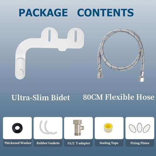PENDEJATO Bidet Attachment for Toilet UK - Ultra-Slim Bidet with Dual Nozzle (Frontal & Rear Wash) - WC Bidet Toilet Seat Attachment with Water Pressure Adjustment - Easiest OperationChromed Knob