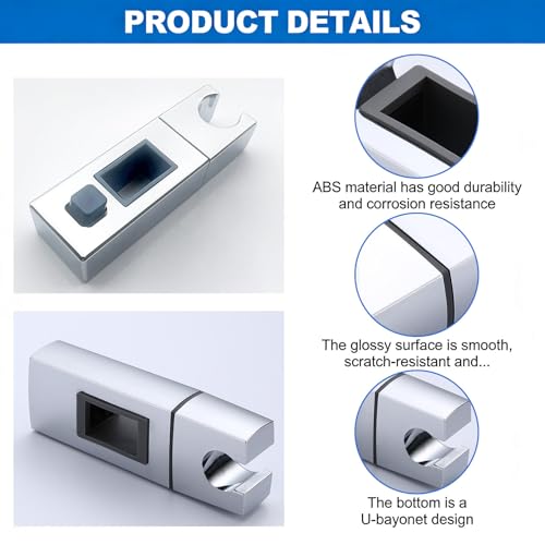 Shower Head Slider Holder for 18x30mm Rectangular Riser Rail， Universal Handheld Shower Spray Bracket - Fits Standard Heads， Easy Installation - Image 3