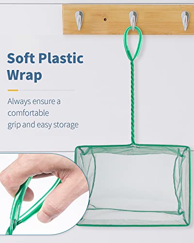 Image of Pawfly Aquarium Fish Net with Braided Metal Handle Square Net with Soft Fine Mesh Sludge Food Residue Wastes Skimming Cleaning Net for Fish Tanks Small Koi Ponds and Pools