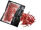 Milepetus Fishing Bait, 200 Red Earthworm Lures (1.6inch, 4cm), Soft Plastic Lures
