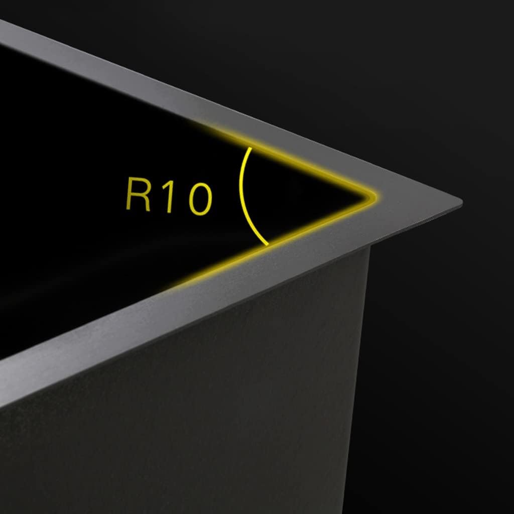 Stainless Steel Sink Double Kitchen Sink Large Single Sink For Household Use Vegetable Sink Wear-resistant Sink (Color : Black(B), Style : 72 * 40 * 20cm)