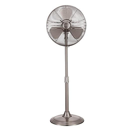 Hunter 90438 16” RETRO Stand Fan with Brushed Nickel Finish