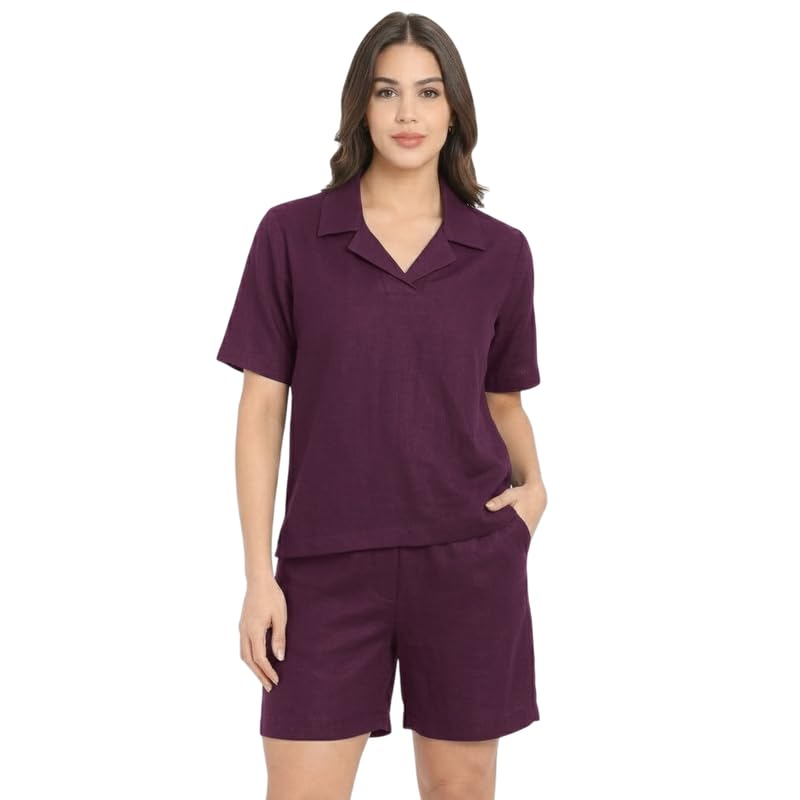 VASTRADROBE Women's Co-ord Set, Textured Fabric Short Sleeve Collared Top and High-Waist Shorts with Pockets, Two-Piece En... - Review, Price and Buying Guide
