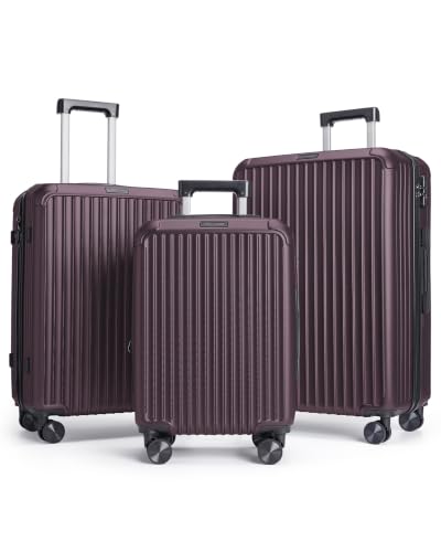 Image of LIGHT FLIGHT 3 Piece Luggage Sets With Spinner Wheels Hardshell TSA Lock | Durability, Spinner Wheels, Hardside Lightweight, TSA Lock, Durable, PC+ABS, Mobility,