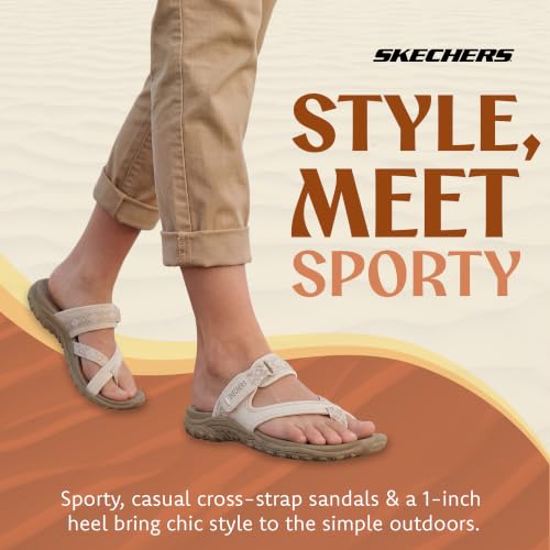 Image of Skechers Women's Reggae Trailway Thong Trail Sandal | Contoured Comfort Footbed, Shock-Absorbing Midsole, Machine Washable, Vegan, Hook-and-Loop Closure, Flip Flop, Thong Sandal