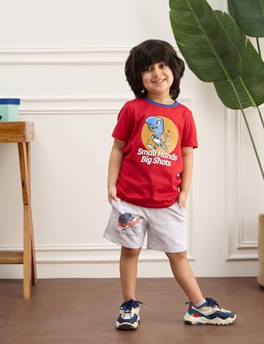 Image of Amazon Brand - Symbol Boys 100% Cotton Graphic Printed Half Sleeves T-Shirt | Age 2-6 Years