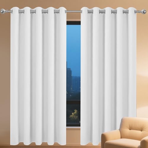 Rideaux thermiques 202 x 188 cm isolant phonique blanc à oeillets pour maison
