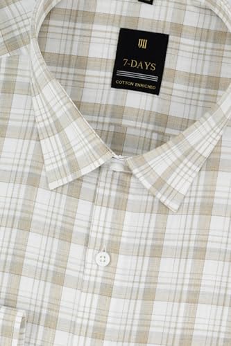 Image of 7-DAYS Men's Premium Checks Formal Shirt - Cotton Rich, Regular Fit, Full Sleeve, with Pocket, Wrinkle Resistant - Stylish Office & Everyday Wear.