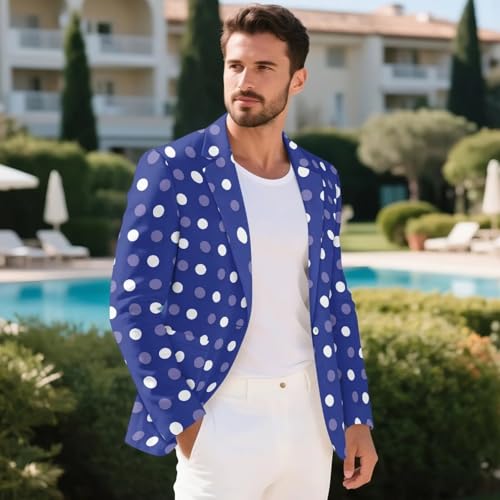 Men's Casual Blazers Lightweight Sport Coats Polka Dot Print One Button Suit Jacket Daily Casual Outfit4