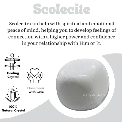 Image of Certified Scolecite Crystal Healing Tumbled Stone, Natural Polished Crystals for DIY Crafts, Manifestation, Meditation, Pooja Feng Shui and Reiki Healing (30 Grams)