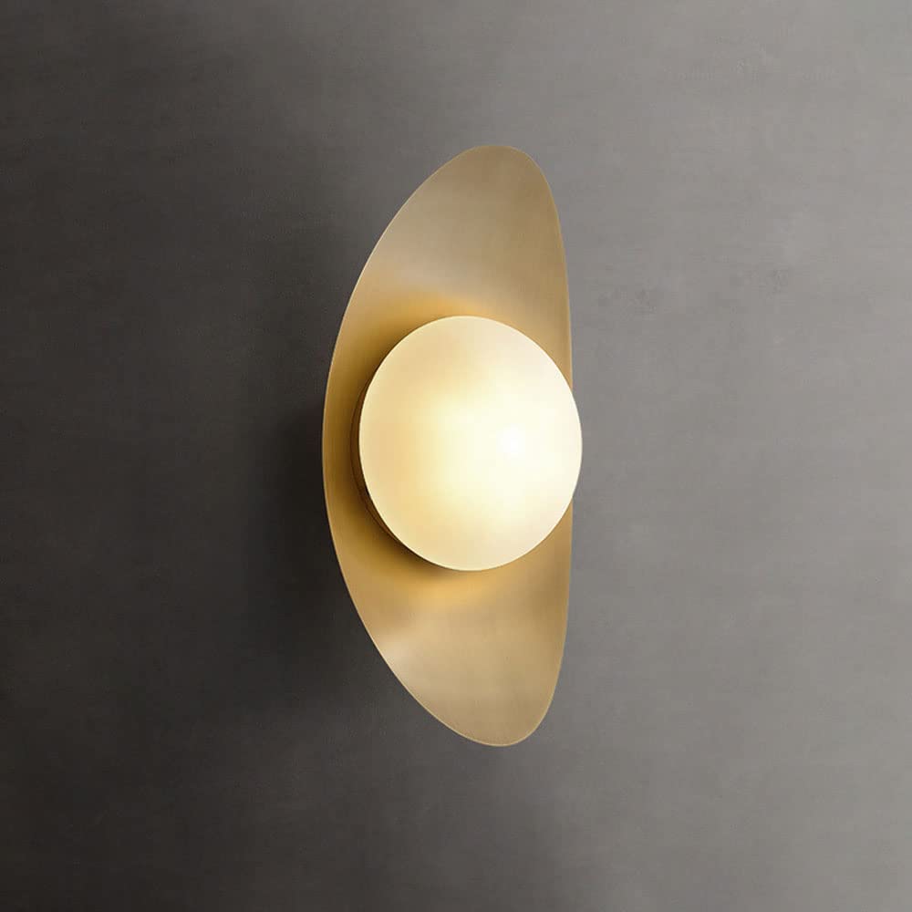 ZVALIEVYE 35Cm Postmodern Glass Ball Wall Sconce Creative Living Room Wall Lamp Simple Wrought Iron Wall Lantern for Bedroom Bedside Aisle Study Exhibition Hall Hotel Bar Villa Perfect Decorate
