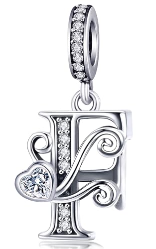 Image of S925 Sterling Silver Letter Charm Fit for Pandora Charms Bracelet Alphabet Initial Dangle Charms Jewelry Gifts for Women F