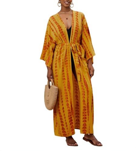 Image of Women's Kimono Cover Up Long Beach Dress Swimsuit Cover Ups Colorful Cardigan Lightweight Robe for Swimwear
