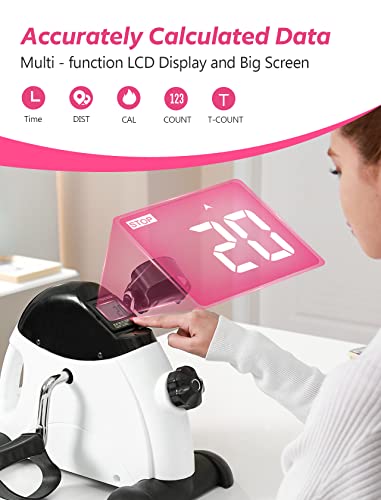 Feierdun Under Desk Bike Pedal Exerciser, Mini Exercise Bike For Arm/Leg Exercise, Under Desk Exercise With Lcd Screen Display For Home/Office Workout (New White) #TOP1