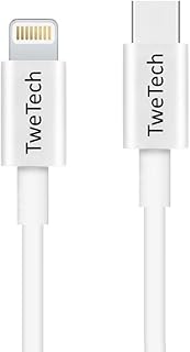 TweTech USB Type-C to iPhone PD Cable, (3.0A), (18W), (White), USB C Fast Cable, Compatible with Smartphone, Tablet, Laptop, iMac MacBook Mac iPhone iPad iPod and Other Devices (1M)