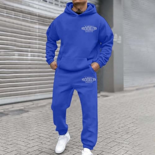 Ensemble homme sweat à capuche et jogging décontractés bleu