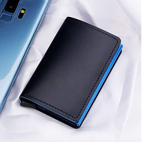 Leather Credit Card Holder Aluminum Metal Business ID Cardholder Slim Case Mini Wallet for Men