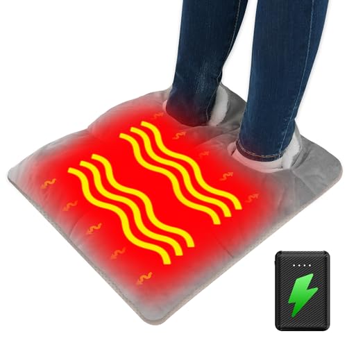 Foot Warmer Battery Operated - Foot Heating Pad for Under Desk and Bed, Men & Women Electric Heated Foot Warmers (Grey)