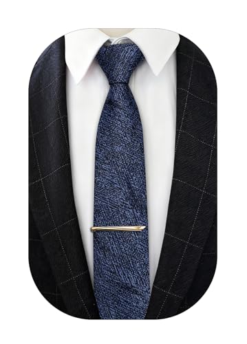 Image of Barry.Wang Skinny Ties for Men Cashmere Wool Blend Necktie with Tie Clip