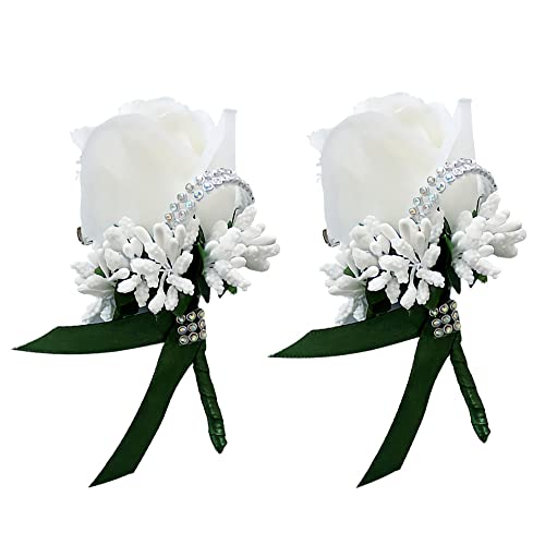 Willoo 2 Piezas Boda Boutonniere, Artificial Boutonnieres, Ramillete Novio, Ramillete Accesorios De Boda con Alfileres Y Clips para Bodas, Banquetes, Aniversarios, Etc, 12 x 7 cm Cover