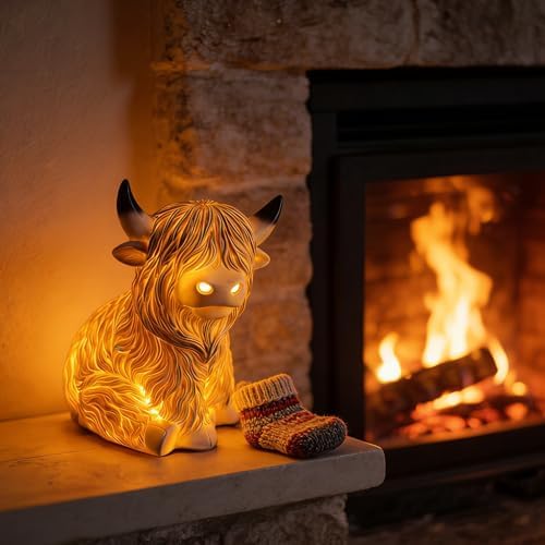 Lampe Vache des Highlands 3D veilleuse LED rustique pour décoration de chambre