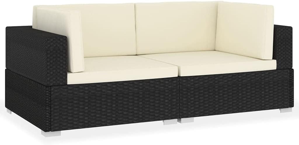 Patio Sofa Black Powder-Coated Steel Medium Adjustable Feet Outdoor Patio Furniture Set Sofa for Outdoor Garden
