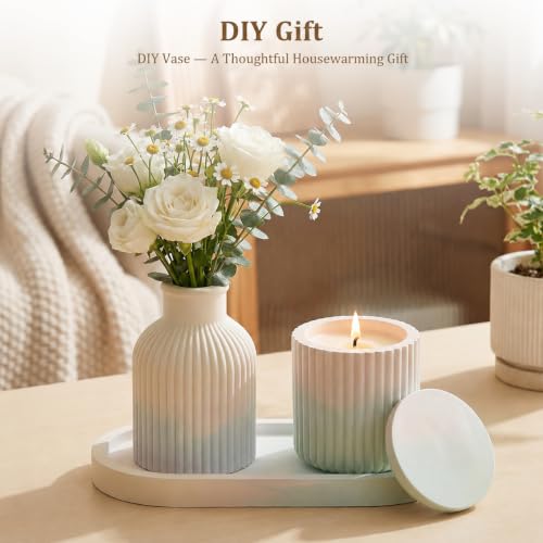 Image of Silicone Molds Set 3pcs Vase Bowl Tray Casting Molds DIY Craft | For resin, plaster, concrete and candle projects; flexible molds with smooth finish and easy release for handmade decor
