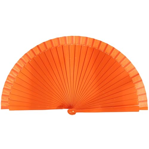 Rooyar Fashionable Spanish Fan Elegant Wooden Hand Fan Vintage Solid Color Plain Folding Fan Costume Parties Decorations, orange