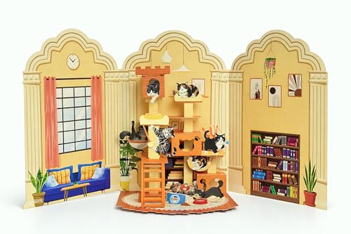 4BO Craft Pop Up Cat Card, Funny 3D Cat Tree House Greeting Card, Cat Birthday Card for Women, Gift for Cat Lovers, Unique Cat Themed Card for Mother’s Day, Thank You, All Occasions