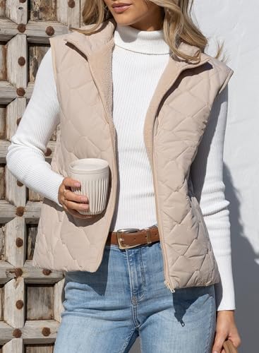 EVALESS Puffer Vest Women Lightweight Sleeveless Quilted Jackets 2025 Zip Up Stand Collar Fall Winter Coat With Pockets3