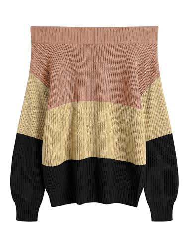 Image of ZAFUL Sweaters for Women Off Shoulder Knit Sweater with Long Sleeve Loose Pullover Jumper Tops