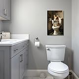 PBXBJY Bathroom Corgi Wall Art Funny Dog Bathroom Decor Corgi on Toilet Poster Prints Cute Animal Canvas Artwork for Restroom Toilet Wall Decor Framed (12.00" x 18.00")
