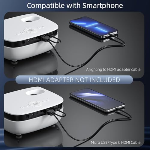 HOPVISION Mini Proyector Portatil, Videoproyector Cine En Casa Full HD 1080P, 7500L Proyector de Vídeo Auto Keystone, Compatible con HDMI, USB, AV, Teléfono/PS5/TV Stick/Portátil - imagen 7