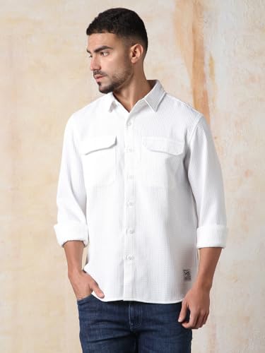 Image of High Star Men's Full Sleeve Double Pocket Shirt | Stylish Casual Shirt for Men | Trendy & Comfortable