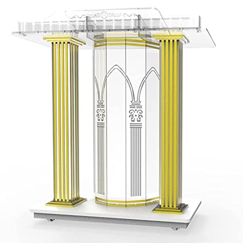 GLIVANTA Luxueux Podium Acrylique, Mobile Chaire D'eglise a LED, Transparent Podium De Conférence, Pupitre Lutrins pour Salle De Classe Lecture Bureau Église Cover