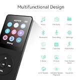AGPTEK Odtwarzacz MP3 32 GB Bluetooth 5.0, 1,8" 70 godzin odtwarzania cyfrowy dziecięcy odtwarzacz MP3 z radiem FM, do 128G (bez słuchawek) czarny