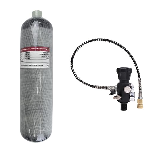 TUXING 183ci/3L CE Carbon Fiber Paintball Tank with Dual Gauge Valve PCP Tank 4500 psi Complete PCP Airgun Charging System Lightweight Paintball Fill Station